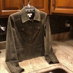 Ann Taylor Loft Green Suede Jacket- size 0